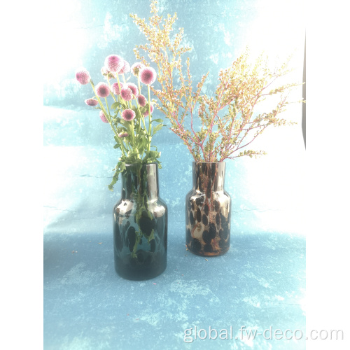 Flower Glass Vase Home decoration leopard spotted flower glass vase vases Factory